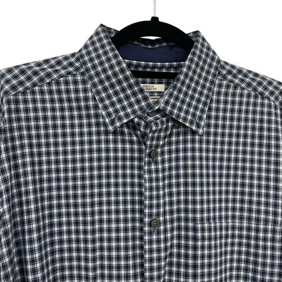 Jos. A. Bank Stretch Tailored Fit Long Sleeve Button Down Blue Plaid Mens Large - Picture 3 of 5